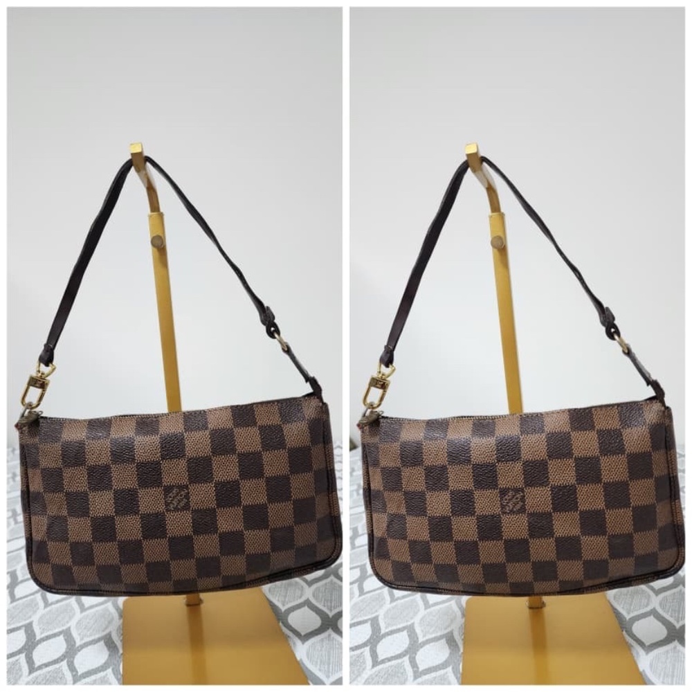 Authentic LOUIS VUITTON Damier Ebene Pochette Accessoires Pochette Brown - Picture 11 of 13